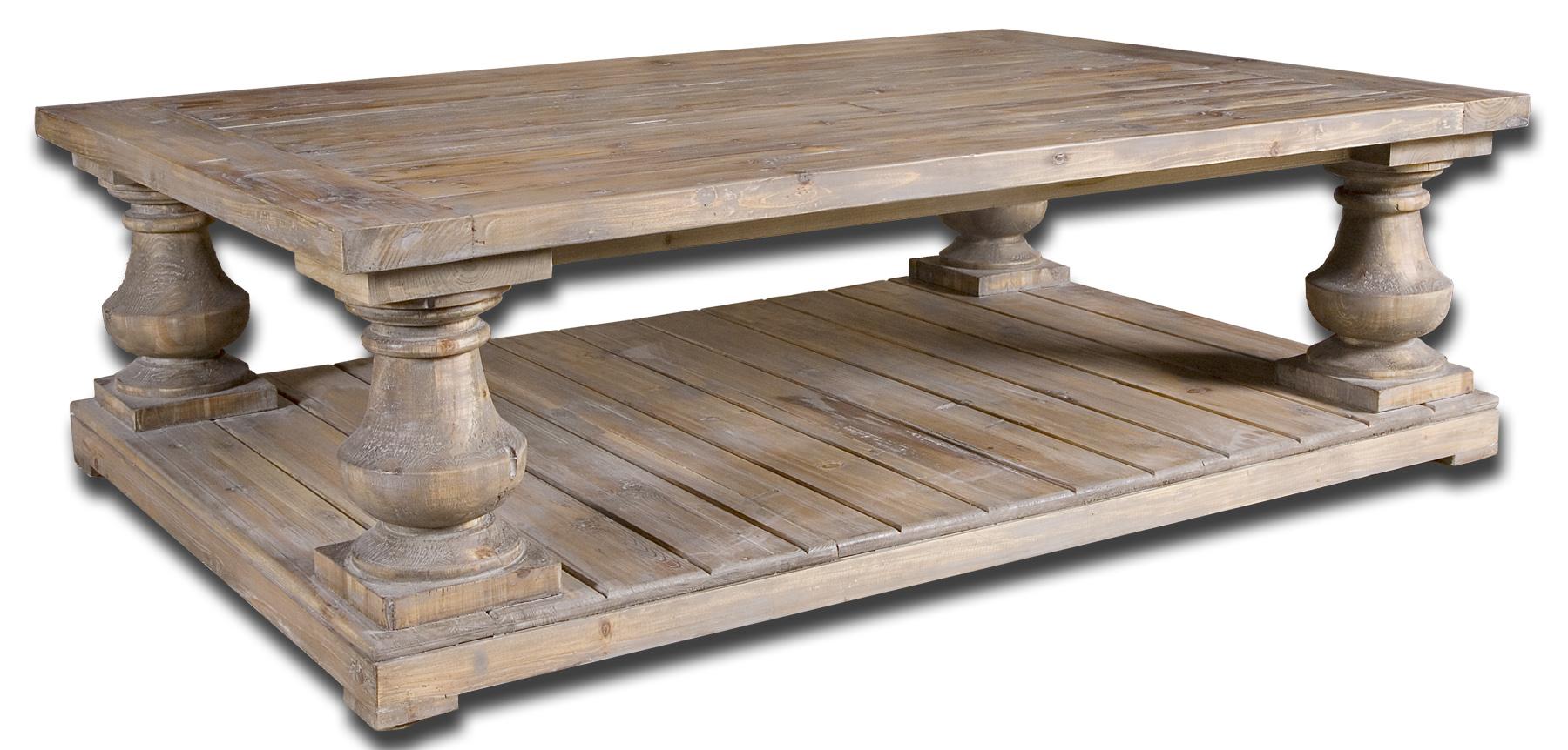 Uttermost Driftwood 22876 Rustic Glass Top Coffee Table with